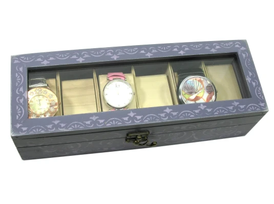 Шкатулка для часов на 6 шт. «Фиолетовый» (31×11×8 см) купить в интернет магазине подарков ПраздникШоп
