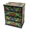 Скринька комод «Квіти з калиною», чорна, розписано вручну масив дерева (22.5×15×26 см)