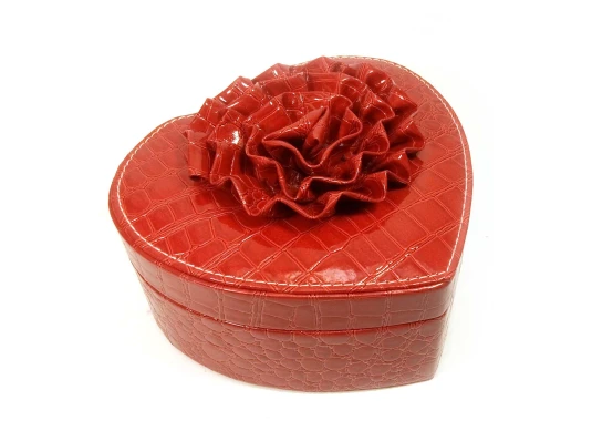 Шкатулка для бижутерии «Сердечко» красная (17.5×18.5×11 см) купить в интернет магазине подарков ПраздникШоп