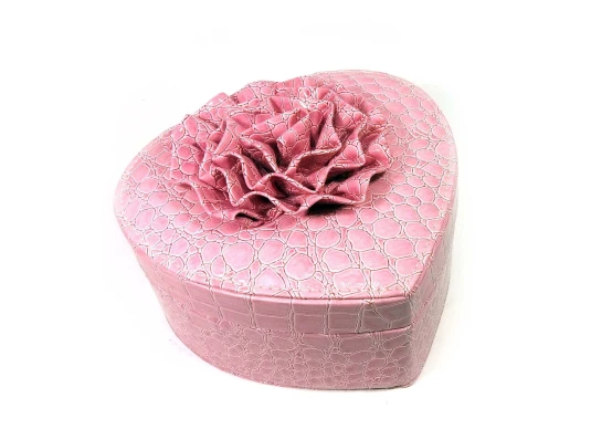 Шкатулка для бижутерии «Сердечко» розовая (17.5×18.5×11 см) купить в интернет магазине подарков ПраздникШоп