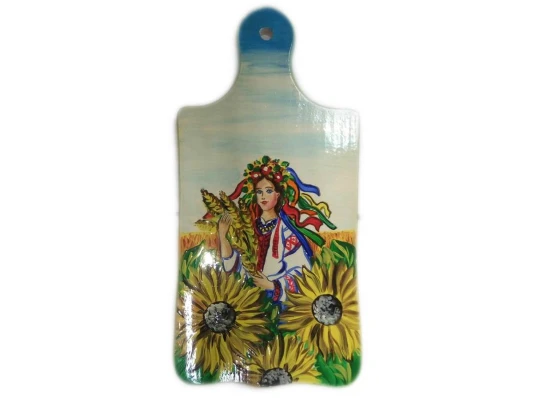 Доска кухонная «Украина с колосками пшеницы» бук купить в интернет магазине подарков ПраздникШоп