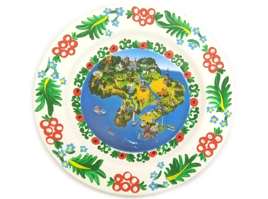 Тарелка «Карта Украины» расписано вручную (24 см) купить в интернет магазине подарков ПраздникШоп
