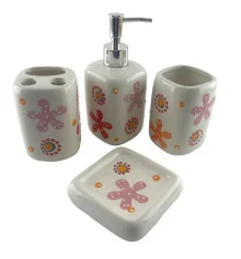 Набор для ванной керамический розовый (26×22×8 см) купить в интернет магазине подарков ПраздникШоп