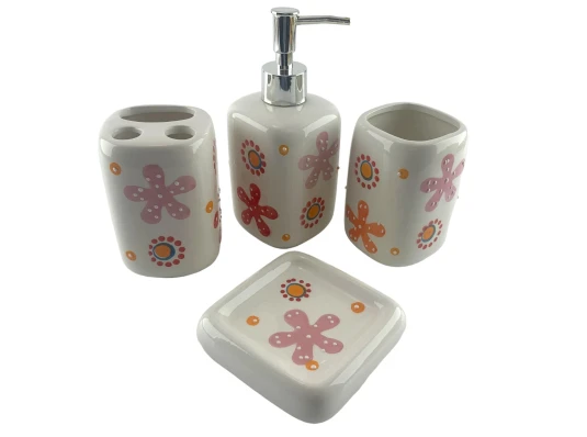 Набор для ванной керамический розовый (26×22×8 см) купить в интернет магазине подарков ПраздникШоп