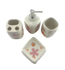 Набор для ванной керамический розовый (26×22×8 см) купить в интернет магазине подарков ПраздникШоп