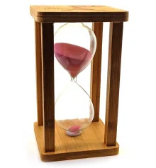 Часы песочные в бамбуке «Time is Money» розовый (20 мин) (16.5×10×10 см) купить в интернет магазине подарков ПраздникШоп