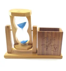 Часы песочные с подставкой для ручек синий песок (19×15×5.5 см) купить в интернет магазине подарков ПраздникШоп