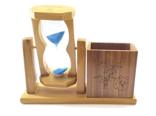 Часы песочные с подставкой для ручек синий песок (19×15×5.5 см) купить в интернет магазине подарков ПраздникШоп