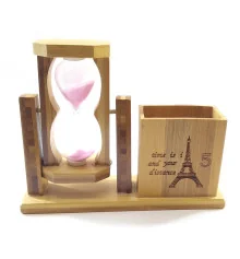 Часы песочные с подставкой для ручек красный песок (19×15×5.5 см) купить в интернет магазине подарков ПраздникШоп