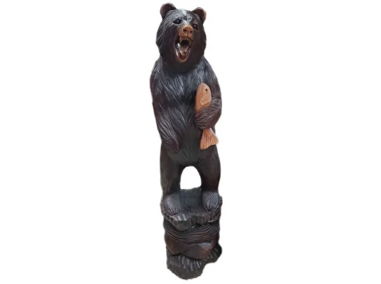 Медведь с рыбой из дерева суара (150×40×40 см) 40кг купить в интернет магазине подарков ПраздникШоп