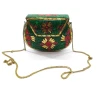 Сумочка бронзова з коралами і бірюзою зелена (16×12×5.5 см)
