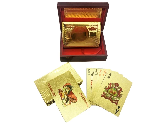 Карты игральные пластиковые позолоченые в шкатулке (11.5×8.5×4.5 см) купить в интернет магазине подарков ПраздникШоп