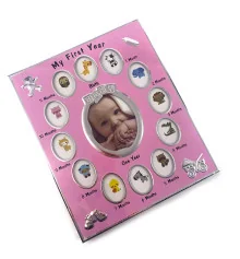 Фоторамка на 13 фото «Альбом новорожденного» розовый (фото 8.6×10.5 см 3.8×5.1 см) (30×25×1.5 см) купить в интернет магазине подарков ПраздникШоп