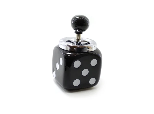 Пепельница с крышкой керамическая «Игральная кость» черная (13×10×10 см) купить в интернет магазине подарков ПраздникШоп