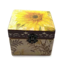 Шкатулка «Подсолнух» (11×11×9 см) массив дерева купить в интернет магазине подарков ПраздникШоп