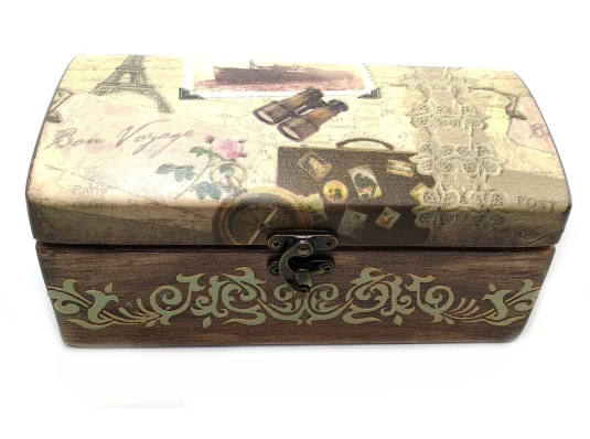 Шкатулка «Путешествие в Париж» (21×10.5×9 см) массив дерева купить в интернет магазине подарков ПраздникШоп