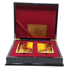 Карты игральные пластиковые позолоченые в шкатулке (2 колоды) (20×17×4.5 см) купить в интернет магазине подарков ПраздникШоп