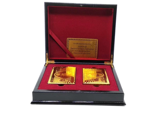 Карты игральные пластиковые позолоченые в шкатулке (2 колоды) (20×17×4.5 см) купить в интернет магазине подарков ПраздникШоп