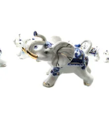 Слоны фарфоровые набор 7 шт. (Большой 12×9×7 см маленький 4.5×3×3 см) купить в интернет магазине подарков ПраздникШоп