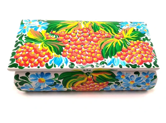Шкатулка «Калина белая» массив дерева расписано вручную (21×11×7 см) купить в интернет магазине подарков ПраздникШоп