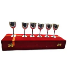 Рюмки бронзовые посеребренные (н-р 6 шт./50мл) (h-11 см) (46×14.5×7 см) купить в интернет магазине подарков ПраздникШоп