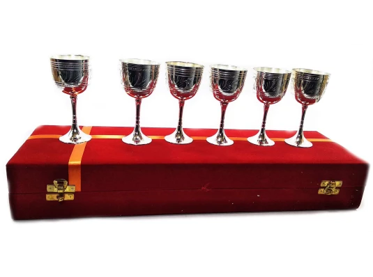 Рюмки бронзовые посеребренные (н-р 6 шт./50мл) (h-11 см) (46×14.5×7 см) купить в интернет магазине подарков ПраздникШоп