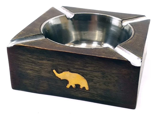 Пепельница деревянная квадратная «Слон» (10×10×4 см) купить в интернет магазине подарков ПраздникШоп