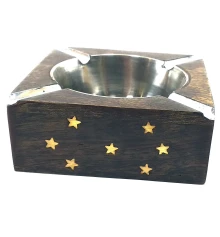 Пепельница деревянная квадратная «Звезды» (10×10×4 см) купить в интернет магазине подарков ПраздникШоп