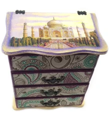 Шкатулка-комод «Тадж Махал» (22×15×26) с откр. верхн крышкой ольха купить в интернет магазине подарков ПраздникШоп