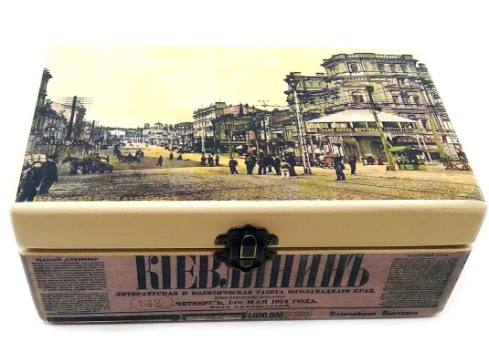 Шкатулка «Старый Крещатик» (20.5×12.5×8 см) из массива дерева купить в интернет магазине подарков ПраздникШоп