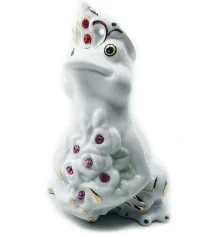 Статуэтка Лягушка царевна белая фарфор (11×8×8 см) купить в интернет магазине подарков ПраздникШоп