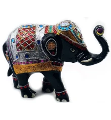 Слон аллюминиевый с инкрустацией черный (25×18×9.5 см) купить в интернет магазине подарков ПраздникШоп