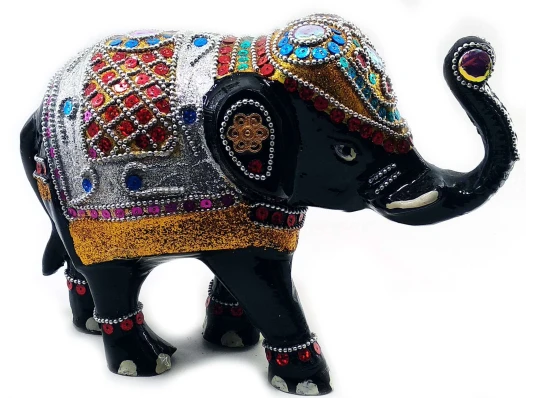 Слон аллюминиевый с инкрустацией черный (25×18×9.5 см) купить в интернет магазине подарков ПраздникШоп