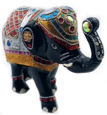 Слон аллюминиевый с инкрустацией черный (25×18×9.5 см) купить в интернет магазине подарков ПраздникШоп