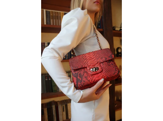 Сумочка из кожи питона оранжевая (20×14×8 см) купить в интернет магазине подарков ПраздникШоп