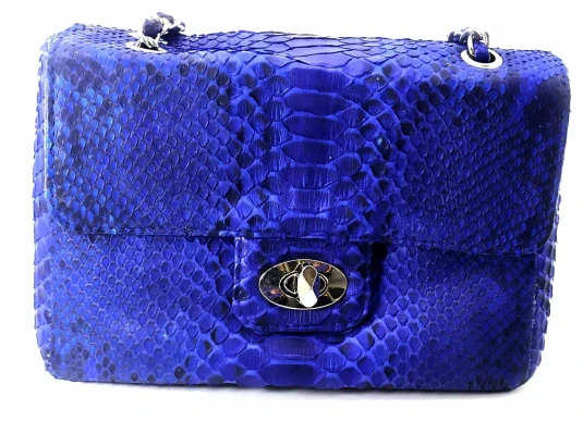 Сумочка из кожи питона (20×14×8 см) синяя купить в интернет магазине подарков ПраздникШоп