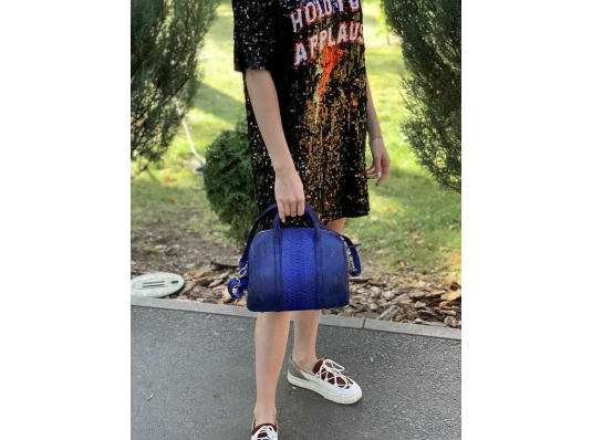 Сумочка из кожи питона синяя (26×22×14 см) купить в интернет магазине подарков ПраздникШоп