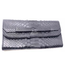 Кошелек из кожи питона (20×10×2 см) черный лак купить в интернет магазине подарков ПраздникШоп