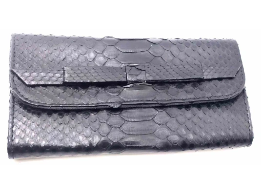 Кошелек из кожи питона (20×10×2 см) черный лак купить в интернет магазине подарков ПраздникШоп