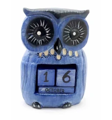 Календарь настольный Сова деревянный (13×6×8 см) синий купить в интернет магазине подарков ПраздникШоп