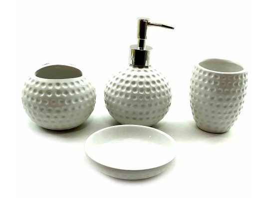 Набор для ванной Гольф керамический (23×21×11 см) белый купить в интернет магазине подарков ПраздникШоп