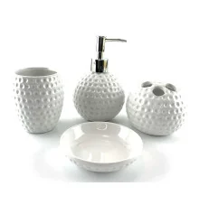 Набор для ванной Гольф керамический (23×21×11 см) белый купить в интернет магазине подарков ПраздникШоп