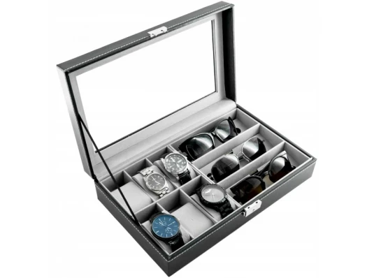 Шкатулка для часов и очков (6 часов + 3 очков) (33×20×8 см) купить в интернет магазине подарков ПраздникШоп