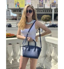 Сумочка из кожи питона (37×37×17 см) синяя купить в интернет магазине подарков ПраздникШоп