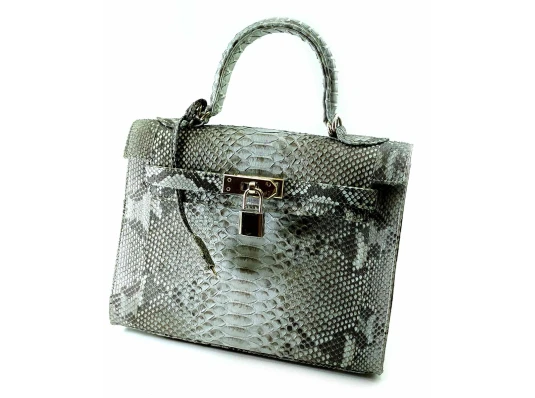 Сумочка из кожи питона серо-бирюзовая с замочком (25×27×11 см) купить в интернет магазине подарков ПраздникШоп