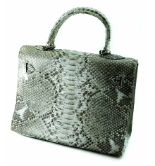 Сумочка из кожи питона серо-бирюзовая с замочком (25×27×11 см) купить в интернет магазине подарков ПраздникШоп