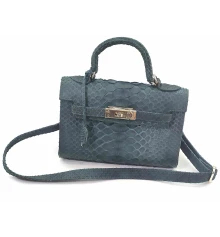 Сумочка из кожи питона с замочком (22×24×9 см) зеленая купить в интернет магазине подарков ПраздникШоп