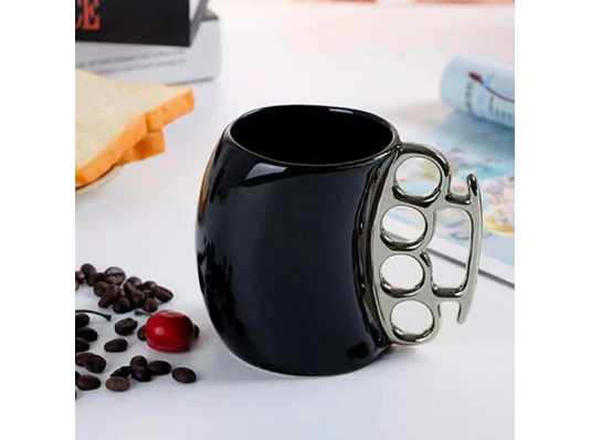 Чашка керамическая «Кастет» черная (10×13×8 см) (350 мл) купить в интернет магазине подарков ПраздникШоп