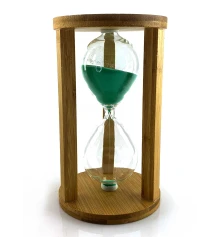 Часы песочные бамбуковые 60 мин бирюзовый песок (19×11×11 см) купить в интернет магазине подарков ПраздникШоп