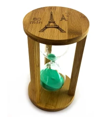 Часы песочные бамбуковые 60 мин бирюзовый песок (19×11×11 см) купить в интернет магазине подарков ПраздникШоп